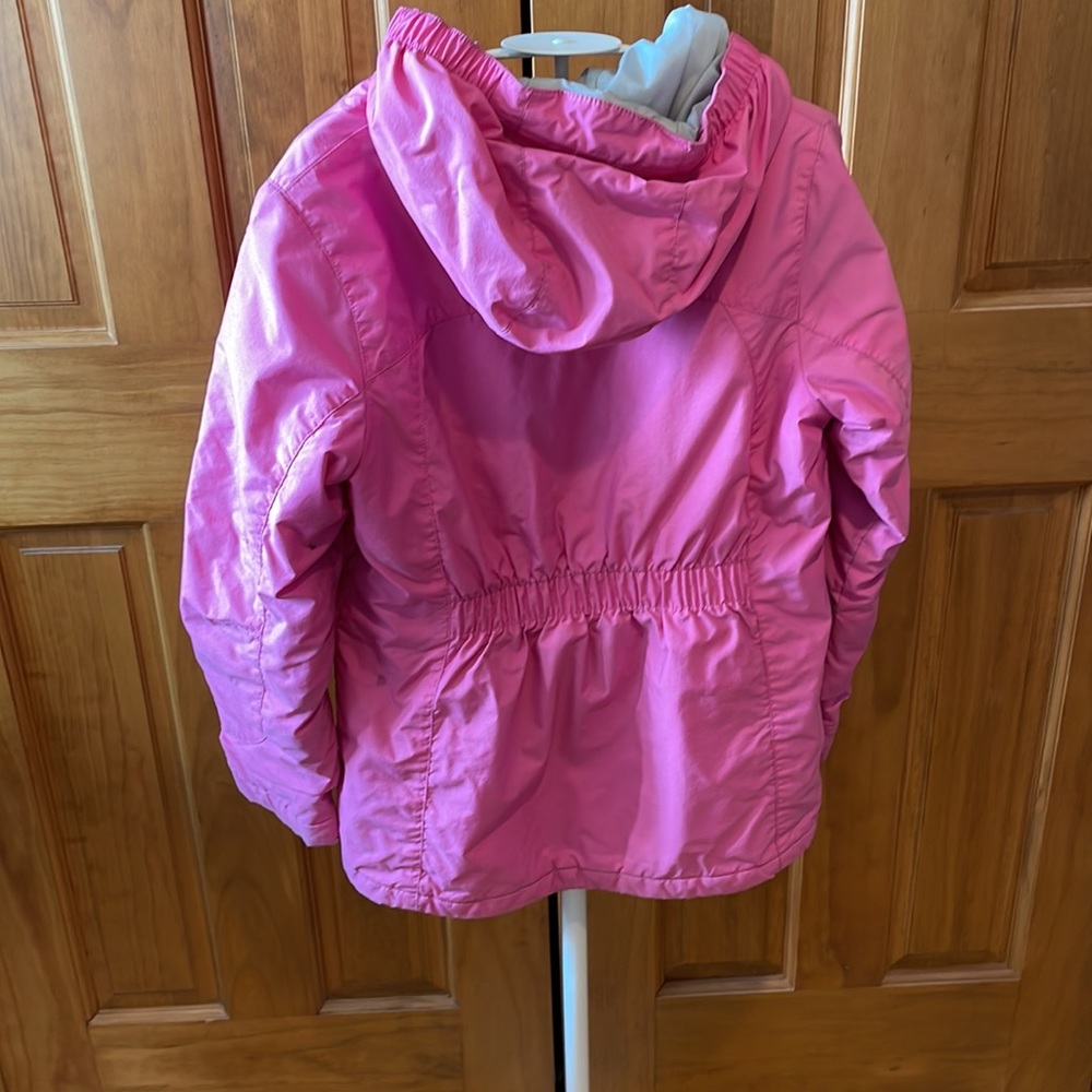 Lands End girls pink coat zipper. Parka. Large 14 - Picture 2 of 15